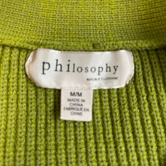 Philosophy Olive Green V Neck Crop Sweater Medium - Picture 8 of 9